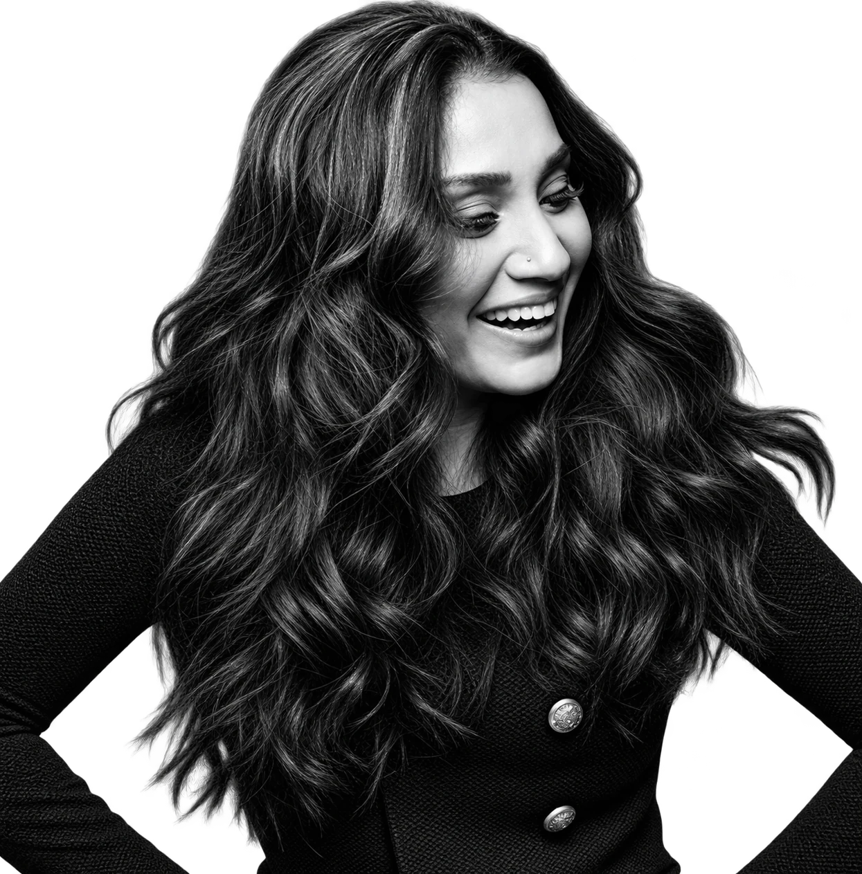 Black-and-white portrait of Ailiza Coronel